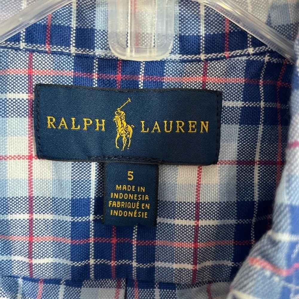 Ralph Lauren Blue and Red Plaid Shirt button down size 5